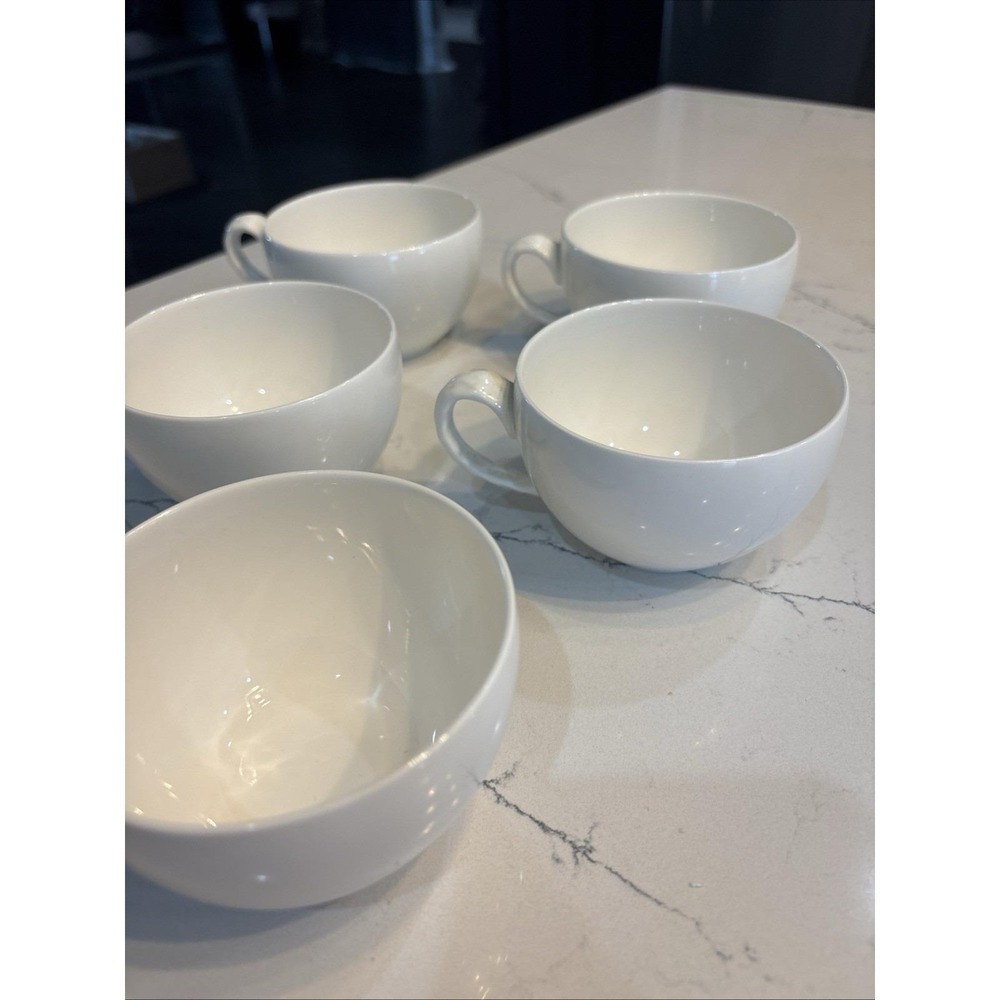 Set of 5 Villeroy & Boch Manoir White Porcelain Coffee Tea Cups 1748